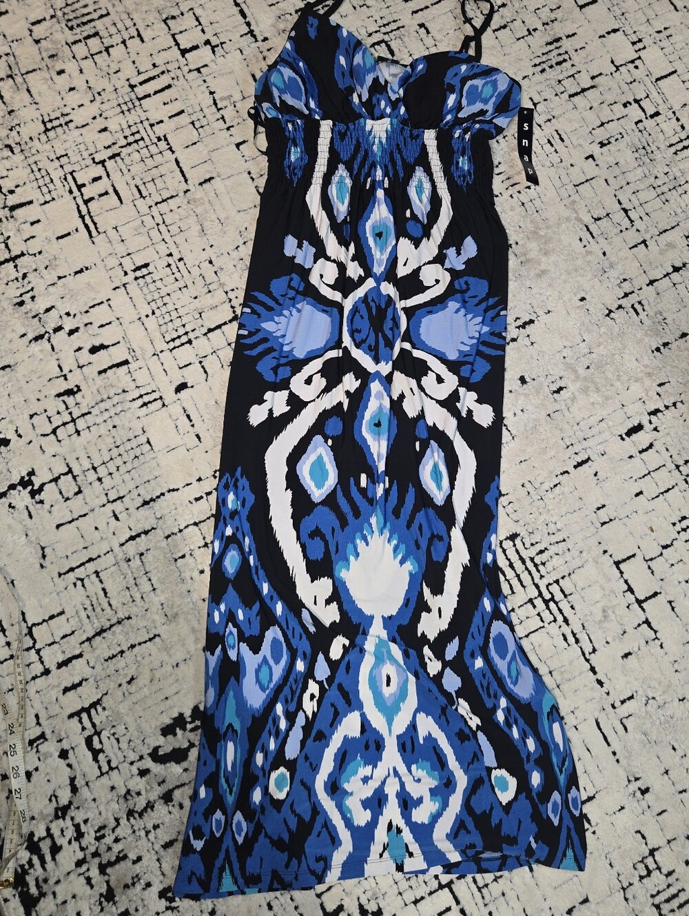 Snap Blue and White Aztec-Print Maxi Dress